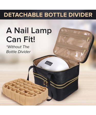 Nestcessity 3 Tier Nail Polish Organizer Case - Holds 70 Bottles - Leather Bag with Dividers - Ideal Storage for Nail Techs and Fits Nail Lamp - Buy Online on GoSupps.com