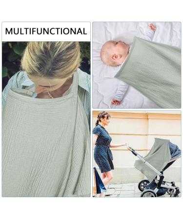 Shop Soft & Breathable Hillhill Cotton Breastfeeding Cover - Still Towel Snack Apron for Moms | Portable Nursing Gift in Blue & Greyish Green - Buy Online on GoSupps.com