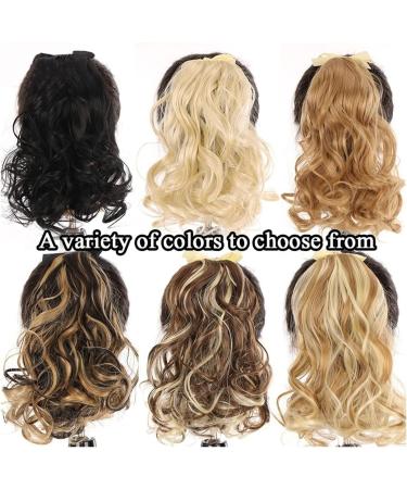 Ponytail Extensions Extension Heat Resistant Ribbon Drawstring Wavy Ponytail Hair Synthetic Short Curly Ponytail Pieces Black Brown Wavy Ponytail Hair for Women for Women(Color:001) - Buy Online on GoSupps.com