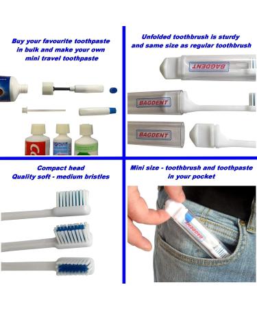 Travel Toothbrush Kit - Refillable Mini Tubes & Universal Filling Adapters - TSA Compliant for Backpacking & After Lunch Brushing - Buy Online on GoSupps.com