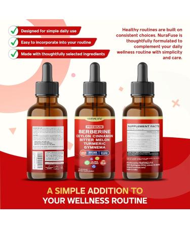 Organic Berberine Ceylon Cinnamon Bitter Melon Turmeric Gymnema Liquid Drops 1500mg per Serving Ultra Potent 2 FL OZ (60ml) 60ml (pack of 1) - Buy Online on GoSupps.com