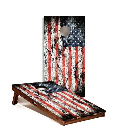 GRAPHIX Express - C197 Distressed American Flag - Patriotic Cornhole Board Wrap - Laminated Weatherproof Vinyl Decal - Easy Bubble-Free Application - Stickers Dimensions: 2' x 4' - Set of 2