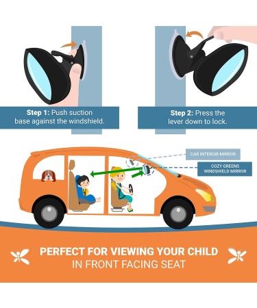 COZY GREENS Rearview Baby Car Mirror - Shatterproof Safety for Infants | Adjustable Suction Cup | 100% Lifetime Guarantee - Buy Online on GoSupps.com
