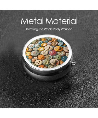 Buy Cute Smiley Face Portable Metal Pill Box | Round Mini 3-Compartment Design for Small Pills | Perfect Travel Accessory - Buy Online on GoSupps.com