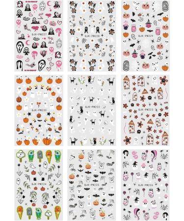 JMEOWIO 9 Sheets Halloween Nail Art Stickers Decals Self-Adhesive Cute Cat Ghost Nail Supplies Nail Art Design Decoration Accessories - Buy Online on GoSupps.com