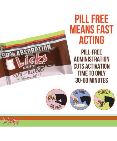 Licks Pill Free Cat Skin & Allergy Relief - Omega 3 Vitamins & Supplements - Turmeric Gel Packets 10ct - Buy Online on GoSupps.com