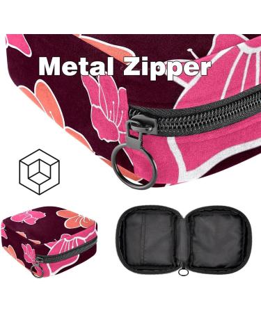 Stylish Menstruation Pad Bag with Zipper | Cute Red Flower Design - Women's Tampon & Napkin Organizer - Buy Online on GoSupps.com