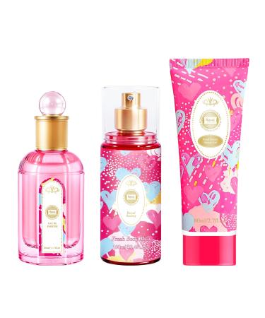Hybrid & Company Women Pink Heart 3 Pcs Gift Set 50ml-Perfume&100ml-Mist&80ml-Shower Gel - Buy Online on GoSupps.com