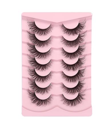 Milllruez Fox Eye 16mm False Eyelashes - 7 Pairs Pack | Cat Eye Natural Look, Fluffy Faux Mink, 3D Wispy Lashes for Foxy Volume - Soft Fake Eyelash Option - Buy Online on GoSupps.com