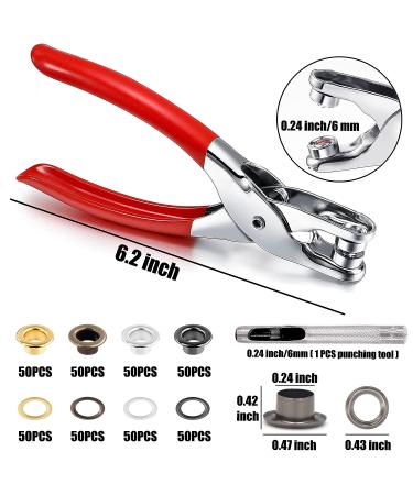 Grommet Eyelet Pliers Kit 1/4 Inch with Eyelet Hole Punch, 400 Metal Eyelets - Portable Hand Press for Leather, Shoes, Fabric - DIY Grommet Tool Set - Buy Online on GoSupps.com