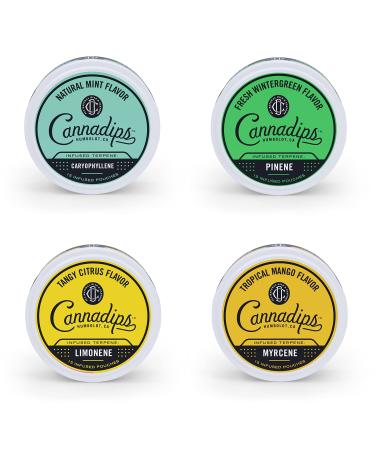 Cannadips Terpene Infused Nicotine-Free Dip Pouches | 4-Can Pack | Made In USA (Variety Pack)