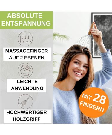 Buy Dupore 2x Head Massage Spider - Premium 28 Finger Massager with Wooden Handle & 2 Free Acupressure Rings | Soothing Relaxation Device for Head Scratching - Buy Online on GoSupps.com