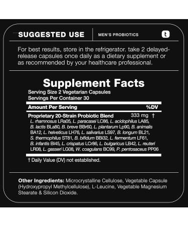 Toniiq Mens Probiotic with 20 Verified Strains 200 Bilion CFU + 200mg FOS Prebiotic Mens Probiotics for Gut Health - Cold-Chain & Delayed-Release Lab-Tested Synbiotic Formula 60 Count (Pack of 1) - Buy Online on GoSupps.com