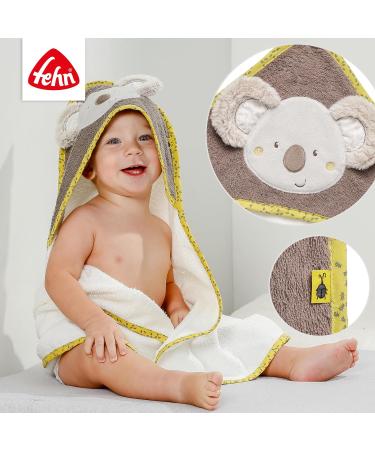 Fehn Baby Bathing Towel Australia - Hooded Cotton Poncho for Toddlers with Sweet Koala - 80x80 cm - Buy Online on GoSupps.com