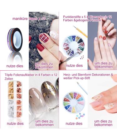 50-Piece Gel Nails Accessories Kit: Nail Art Brushes Foil Stickers Manicure Tapes & More International Shipping Available - Buy Online on GoSupps.com