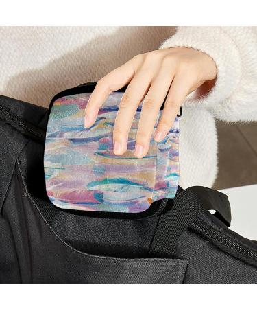 GIAPB Period Bag - Art Colorful Feather Design - Sanitary Napkin Storage & Makeup Pouch - Buy Online on GoSupps.com