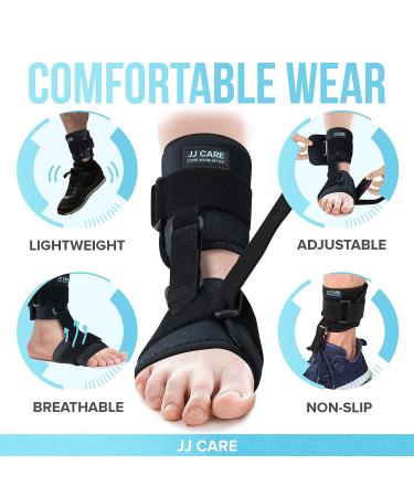 JJ CARE AFO Foot Drop Brace - Unisex Adjustable Ankle Brace for Improved Walking Gait and Achilles Tendon Pain Relief - Black - Buy Online on GoSupps.com