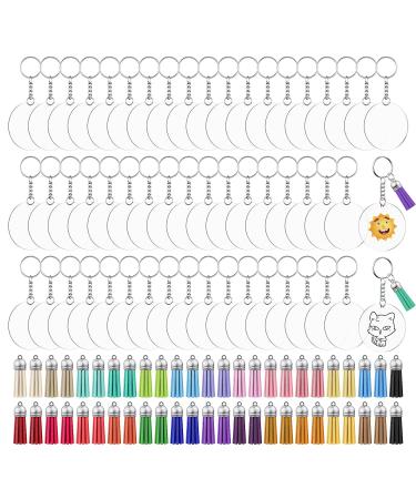 JIARON Acrylic Blank Keychains  200Pcs Acrylic Blank Keychain kits with 50 Pcs Acrylic Keychain Blanks  50 Pcs Keychain Tassels 50 Pcs Key Rings with Chain and 50 Pcs Jump Rings for DIY Keychain