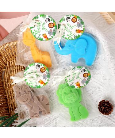 Woodland Baby Shower Soaps Favors Set - 4 Jungle Animal Shape Mini Soaps with Bags & Thank You Card | Perfect Kids Birthday Party Decor & Gifts - Buy Online on GoSupps.com