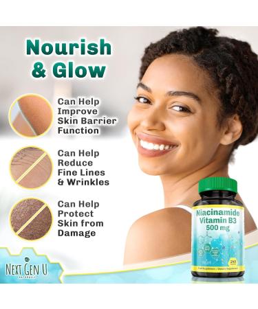 NGU Next Gen U Vitamin B3-500 mg 240 Capsules - Niacinamide - Dietary Health Food Supplement for Healthy Skin - Buy Online on GoSupps.com