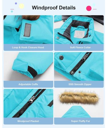Pursky Girl's Waterproof Ski Jacket - Kids Winter Snow Coat 10-12 Years Blue - Buy Online on GoSupps.com
