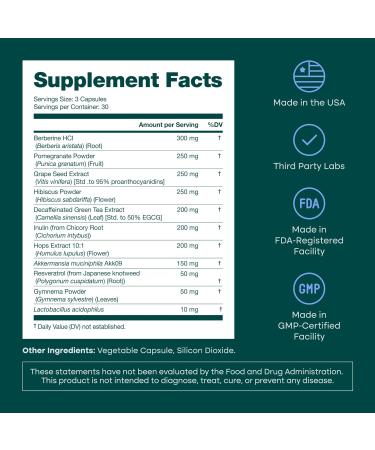 GLP-1 Support Supplement - Natural Weight Loss & Appetite Control for Men and Women with Akkermansia Berberine Inulin EGCG Green Tea Resveratrol Hops - Supports Digestion Cravings Regularity - Buy Online on GoSupps.com