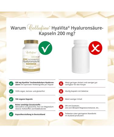 Cellufine Hyavita Hyaluronic Acid 150 Capsules - High-Dose Gluten-Free Vegan Supplement for Skin Hydration & Youthful Glow - Buy Online on GoSupps.com