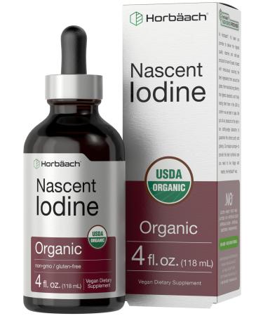 Horbaach Nascent Iodine Drops | 4 Fl Oz | Organic Liquid Tincture Supplement | as Potassium Iodide | Vegan Non-GMO and Gluten Free
