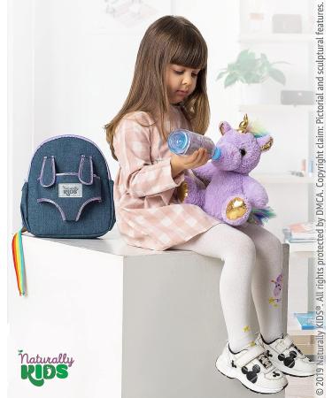 Naturally KIDS Small Unicorn Backpack for 3-4 Year Old Girls - Purple Toddler Backpack with Stuffed Animal - Perfect Gift for Girls - Includes Pockets & Reflective Logo - Buy Online on GoSupps.com