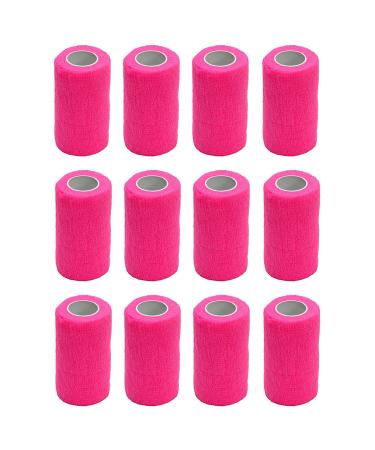 Cohesive Bandage - 12 Rolls x 10cm x 4.5m First Aid Sports Wrap Bandages COBOX Pet Vet Wrap Self Adherent Cohesive Bandages rose