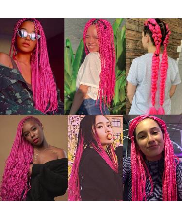 Rose Pink Pre Stretched Braiding Hair Extensions 26inch 3packs - Yaki Texture Crochet Hair Braids - Buy Online on GoSupps.com