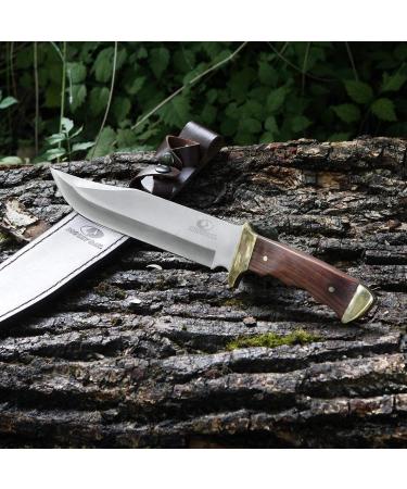 Mossy Oak 14-Inch Bowie Knife with Wood Handle and Leather Sheath - Buy Online on GoSupps.com