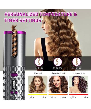 RE.OZA Cordless Automatic Hair Curler - Portable Electric Wand with LCD Display Fast Heating USB Rechargeable - Ideal for Travel & Home (Black - Buy Online on GoSupps.com