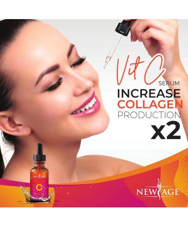 Buy (2-PACK) Vitamin C Serum with Hyaluronic Acid - Natural Anti Aging Facial & Eye Serum for Age Spots & Sun Damage - Fast International Shipping - New Age - Buy Online on GoSupps.com