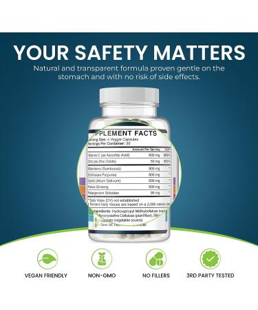 GANNON MED Ultimate Defense Immunity Vitamins | 120 Capsules for Adults & Kids | Elderberry, Vitamin C, Echinacea, Garlic, Ginseng, Zinc | Immune Support - Buy Online on GoSupps.com