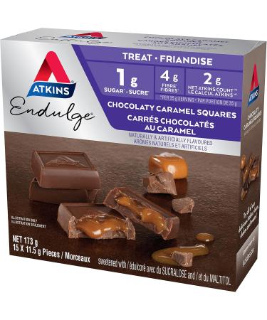Atkins Endulge Treats Milk Chocolate Caramel Squares Low Sugar Keto Friendly High Fibre 1 g Sugar 2g Carbs 15ct Chocolate Caramel Endulge Treats - Buy Online on GoSupps.com