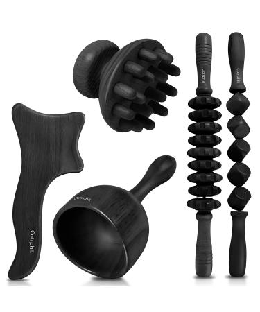 Holz therapy massage tools (black) lymphatic drainage massage device-Maderoterapia KIT Body form tools Holz therapy tools for muscle relaxation anti-cellulite body formation and contouring
