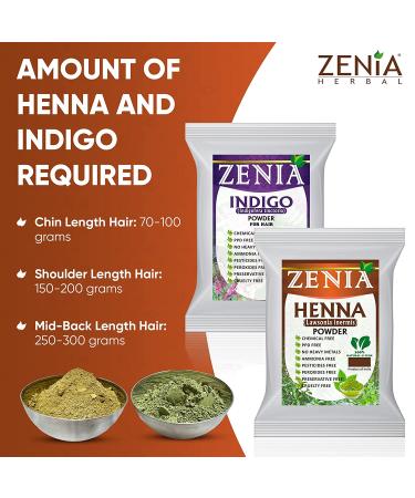 Zenia 100% Pure Indigo & Henna Hair Color Combo Kit - 100g Each, Natural & Chemical-Free, PPD & Ammonia-Free - Buy Online on GoSupps.com