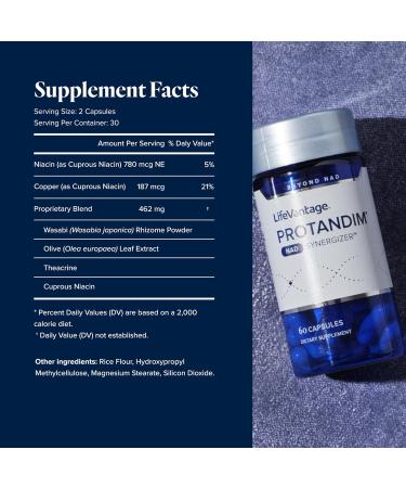LifeVantage Protandim NAD Synergizer NAD Supplement for Energy Mood Healthy Aging Support Sirtuin Activation Cellular Energy & Vascular Support Remove Cellular Waste 60 Capsules - Buy Online on GoSupps.com