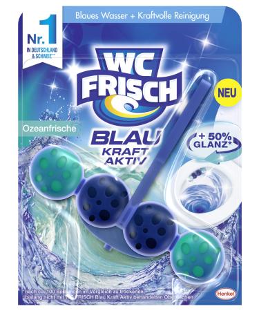 WC-Frisch Kraft Aktiv Blue Rinse Ocean Fresh WC Cleaner 1 piece Color Rinse with 50 percent more shine Fresh 1 piece (1 pack)