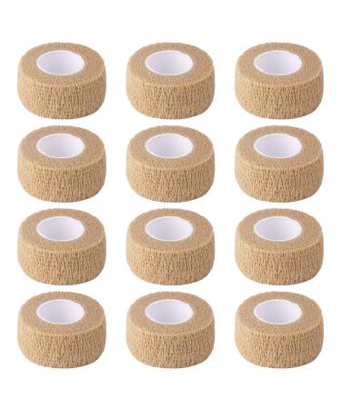 1 Inch Wide Skin Colour Elastic Self- Adhesive Bandage Finger Tape First Aid Wrap Bandages  for Wrist and Ankle Sprains & Swelling 12pcs