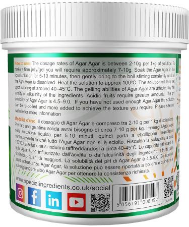 Special Ingredients Agar Agar 1kg Premium Quality Powder Vegan Gelatine European Suitable for Vegan's & Vegetarian's Non GMO Gluten Free Recyclable Container Agar Agar 500 g (Pack of 2) - Buy Online on GoSupps.com
