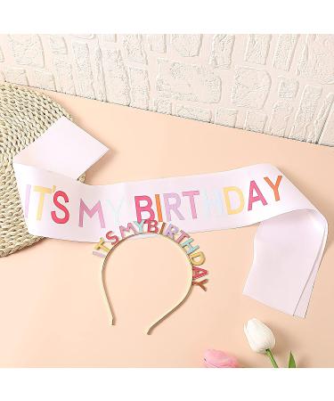 JIAHANG Letters Birthday Tiara Headband & Sash Set - Birthday Girl Gifts | Happy Birthday Accessories - Colorful & White - Buy Online on GoSupps.com