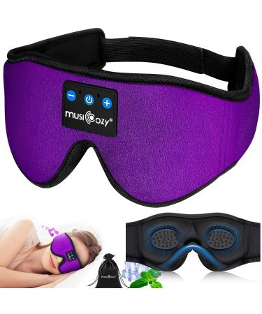 Bluetooth Sleep Mask Upgraded Musicozy 3D Sleep Headphones Eye Mask with Headphones for Men & Women Wireless Music Sleep Mask Sleeping Headphones for Travel/Nap/Yoga/Meditation/Night/Relaxation Purple