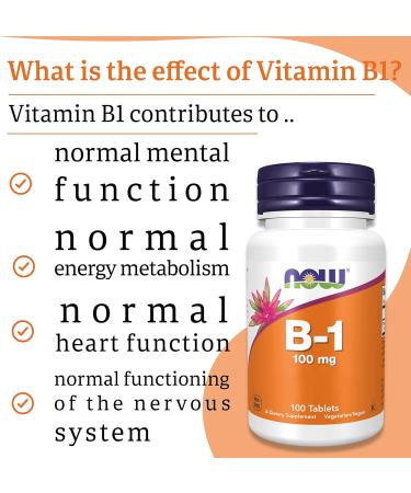 Now Foods B-1 100mg 100 Vegan Tablets - Lab-Tested Thiamine Supplement - Buy Online on GoSupps.com