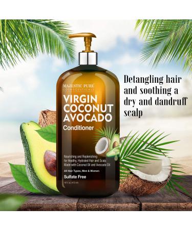 MAJESTIC PURE Avocado Coconut Conditioner - Vitamin Enriched, Sulfate Free Hair Conditioner for Dry & Damaged Hair - 16 fl. oz - Buy Online on GoSupps.com