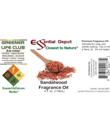 Sandalwood Fragrance Oil 4 oz - Premium Amber Glass Bottle - Safety Sealed & Cone Lined Cap - Buy Online on GoSupps.com