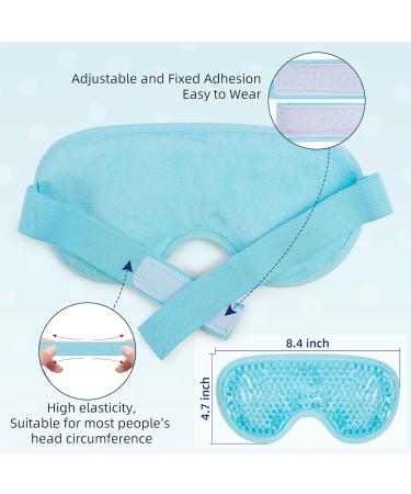 WOVTE Cooling Eye Mask Reusable Hot or Cold Therapy Gel Bead Eye Mask with Soft Plush Backing and Adjustable Strap for Puffy Eyes Dry Eyes Dark Circles Headache (Blue) - Buy Online on GoSupps.com