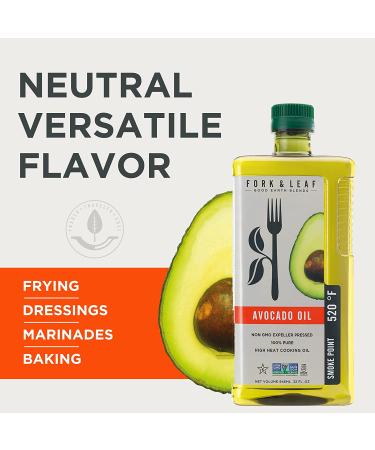 Fork & Leaf Avocado Cooking Oil 946 ml - High-Heat Cooking, Frying, Baking, Sauces, Dressings, Marinades | 32 Fl. Oz - Buy Online on GoSupps.com