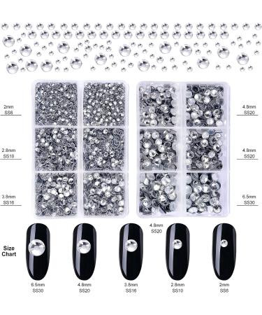 AARDWO 6616pcs Hotfix Rhinestones 5 Sizes Flat Back Nail Gems Nail Diamonds with Tweezers and Picking Rhinestones Pen for Crafts Nails Clothes Decoration(Clear) AA Clear - Buy Online on GoSupps.com